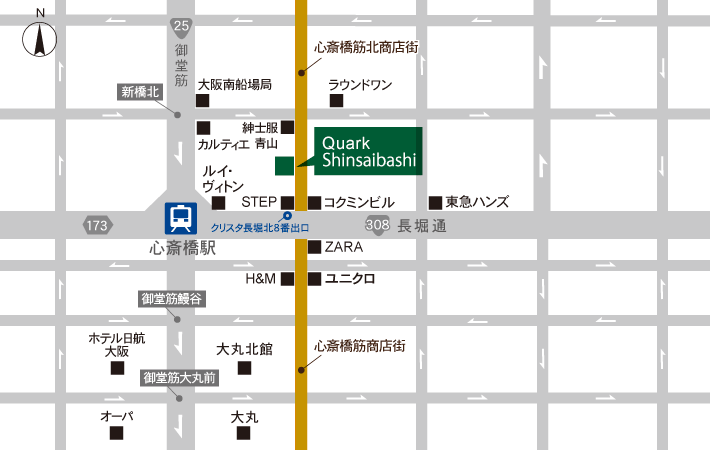 QUARK Shinsaibashi map